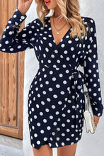Load image into Gallery viewer, Polka Dot Tied Surplice Wrap Dress