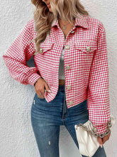 Load image into Gallery viewer, Houndstooth Collared Neck Button Up Jacket