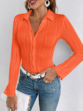 Load image into Gallery viewer, Collared Neck Long Sleeve Shirt