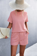 Load image into Gallery viewer, Raglan Sleeve Ruffle Hem Top and Shorts Set with Pockets