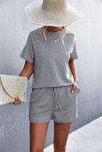 Load image into Gallery viewer, Raglan Sleeve Ruffle Hem Top and Shorts Set with Pockets