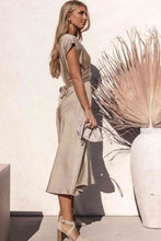 Load image into Gallery viewer, Satin Cap Sleeve Tie Back Midi Dress