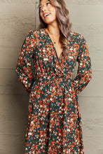 Load image into Gallery viewer, Printed Surplice Neck Long Sleeve Dress
