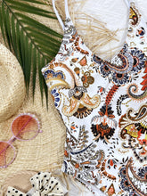 Load image into Gallery viewer, Printed Tie Back Scoop Neck One-Piece Swimsuit