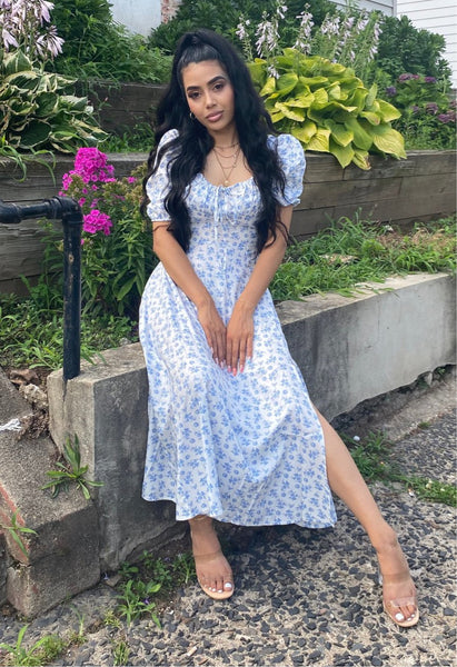 Giselle Floral Peasant Midi Dress