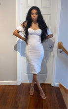 Load image into Gallery viewer, SELINA Ruched Sweetheart Midi Dress