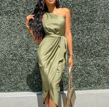 Load image into Gallery viewer, APHRODITE One Shoulder Ruffle Toga Dress