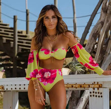 Load image into Gallery viewer, Hibiscus Babe Puff Sleeve Bikini