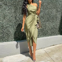 Load image into Gallery viewer, APHRODITE One Shoulder Ruffle Toga Dress