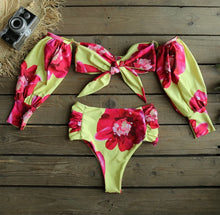 Load image into Gallery viewer, Hibiscus Babe Puff Sleeve Bikini