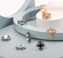 Load image into Gallery viewer, Lotus Flower Bomb Bohemian Stackable Knuckle Ring Set