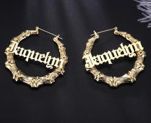 Load image into Gallery viewer, Custom Stainless Steel Bamboo Hoop Earrings