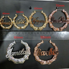 Load image into Gallery viewer, Custom Stainless Steel Bamboo Hoop Earrings