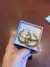 Load image into Gallery viewer, Custom Stainless Steel Bamboo Hoop Earrings