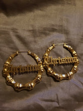 Load image into Gallery viewer, Custom Stainless Steel Bamboo Hoop Earrings