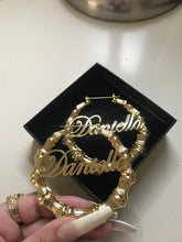 Load image into Gallery viewer, Custom Stainless Steel Bamboo Hoop Earrings