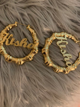 Load image into Gallery viewer, Custom Stainless Steel Bamboo Hoop Earrings