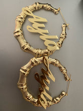 Load image into Gallery viewer, Custom Stainless Steel Bamboo Hoop Earrings