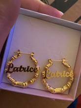 Load image into Gallery viewer, Custom Stainless Steel Bamboo Hoop Earrings